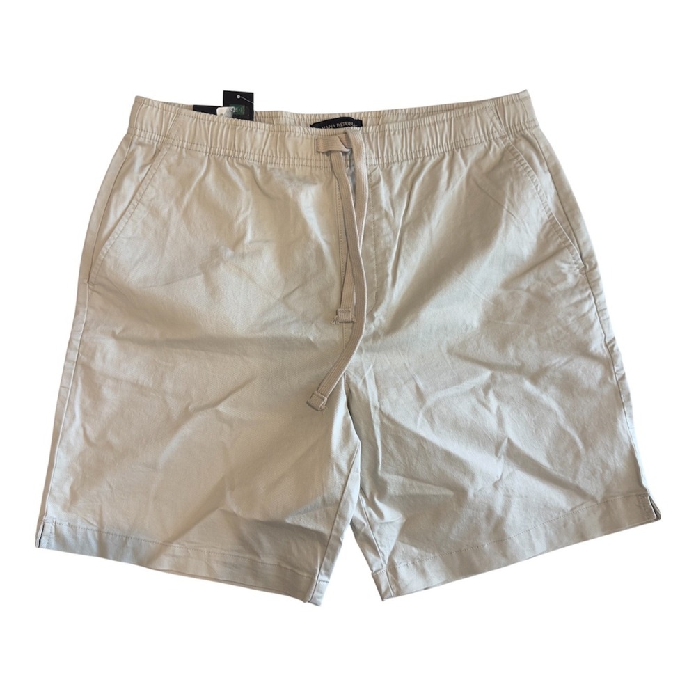 Banana Republic Mens Pull On Shorts Tan Beige Elastic Waist 8 Inch Inseam Size M
